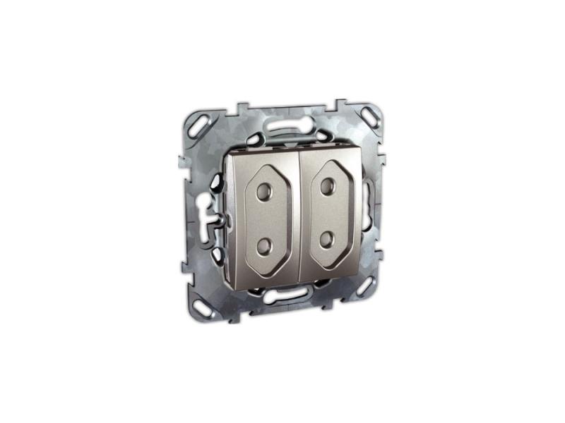 

Розетка Schneider Electric электрическая двойная с защитными шторками алюминий MGU5.3131.30ZD