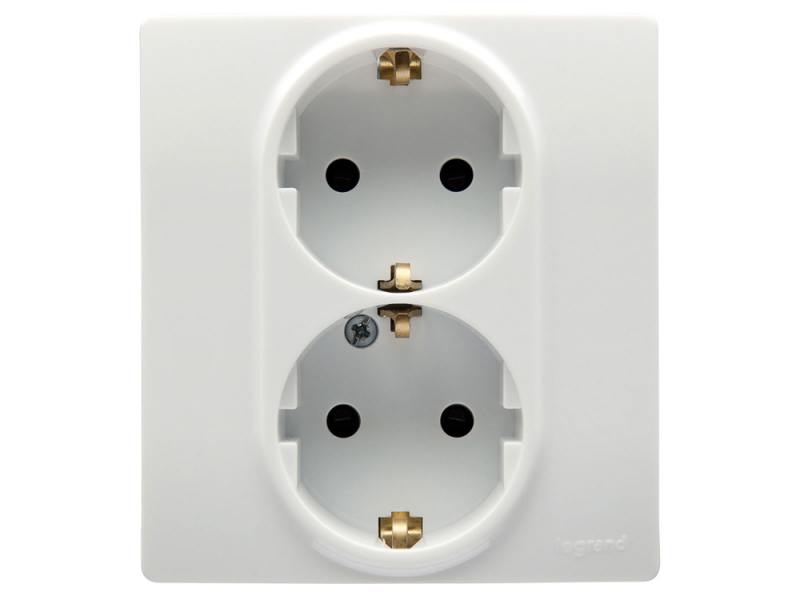 

Розетка Legrand Etika 2X2К+З с защитными шторками белый 672233
