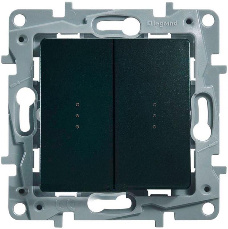 

Переключатель Legrand ETIKA 10AX двухклавишный с подсветкой антрацит 672616
