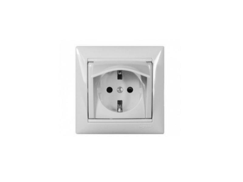 

Розетка Legrand Valena 2К+З нем.ст. с крышкой белый 774220