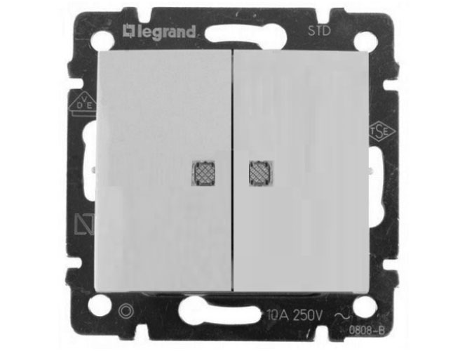 

Переключатель Legrand Valena двухклавишный с подсветкой белый 774212
