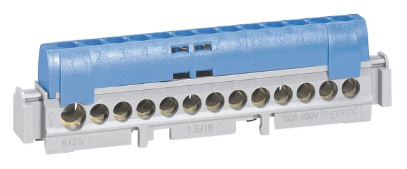 

Клеммник Legrand 1х6-25+12х1.5-16мм2 синий 04844