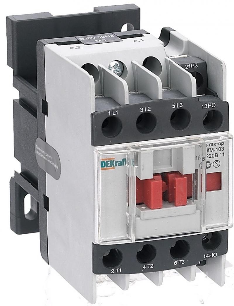 

Контактор DEKraft 1НО+1НЗ 18А 220В АС3 КМ-103 22113DEK