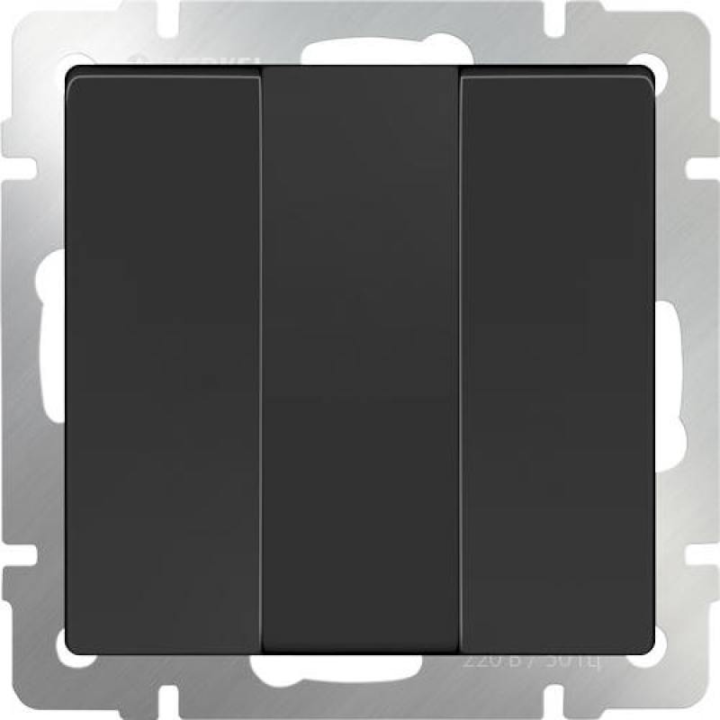 

Выключатель трехклавишный черный матовый WL08-SW-3G 4690389073465