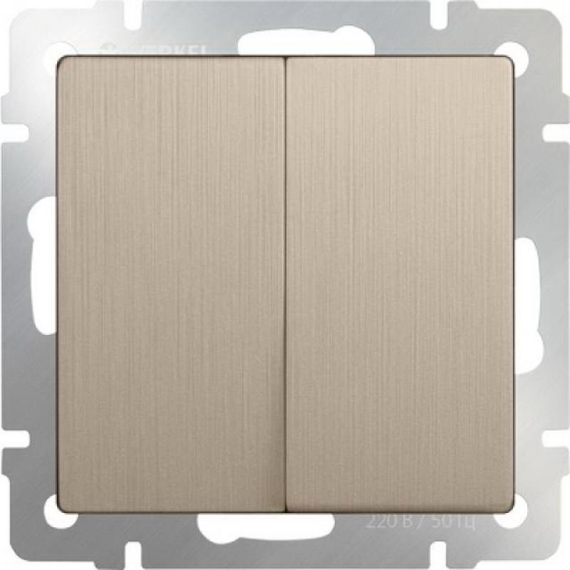 

Выключатель двухклавишный шампань рифленый WL10-SW-2G 4690389085314