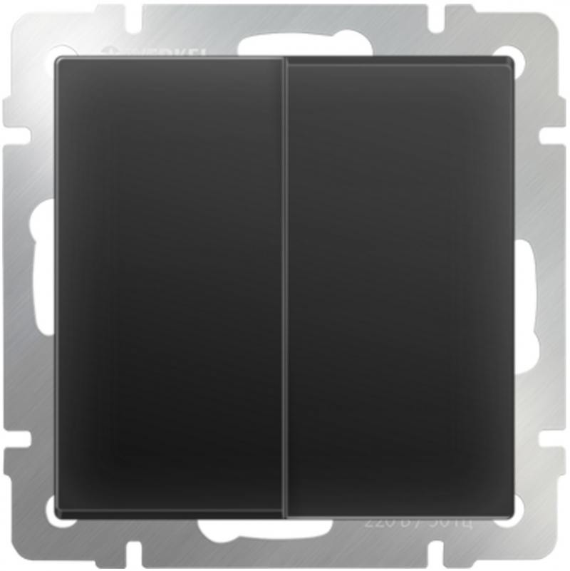 

Выключатель двухклавишный проходной черный матовый WL08-SW-2G-2W 4690389054167