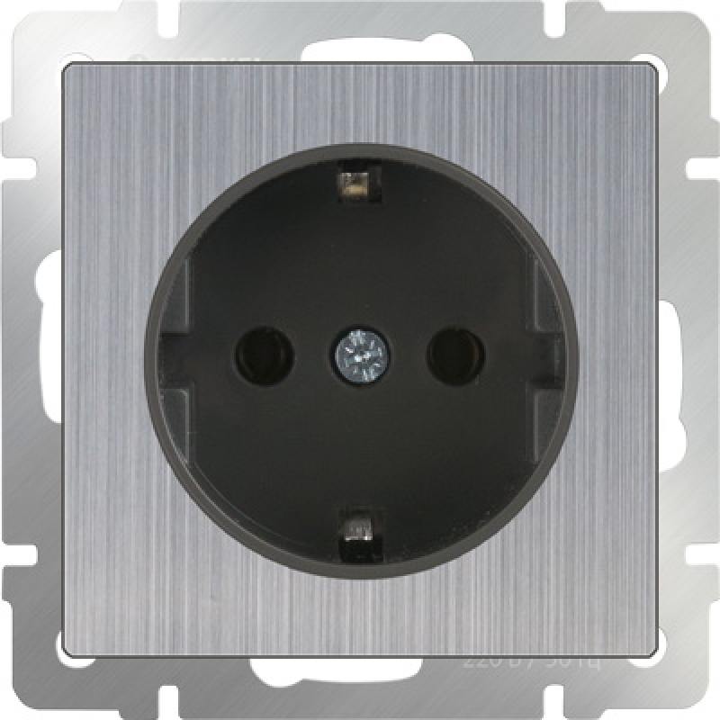 

Розетка с заземлением и шторками глянцевый никель WL02-SKGS-01-IP44 4690389075810