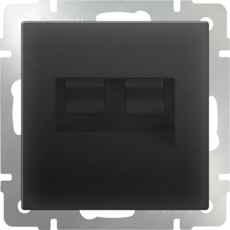 

Розетка двойная Ethernet RJ-45 черный матовый WL08-RJ45+RJ45 4690389073564