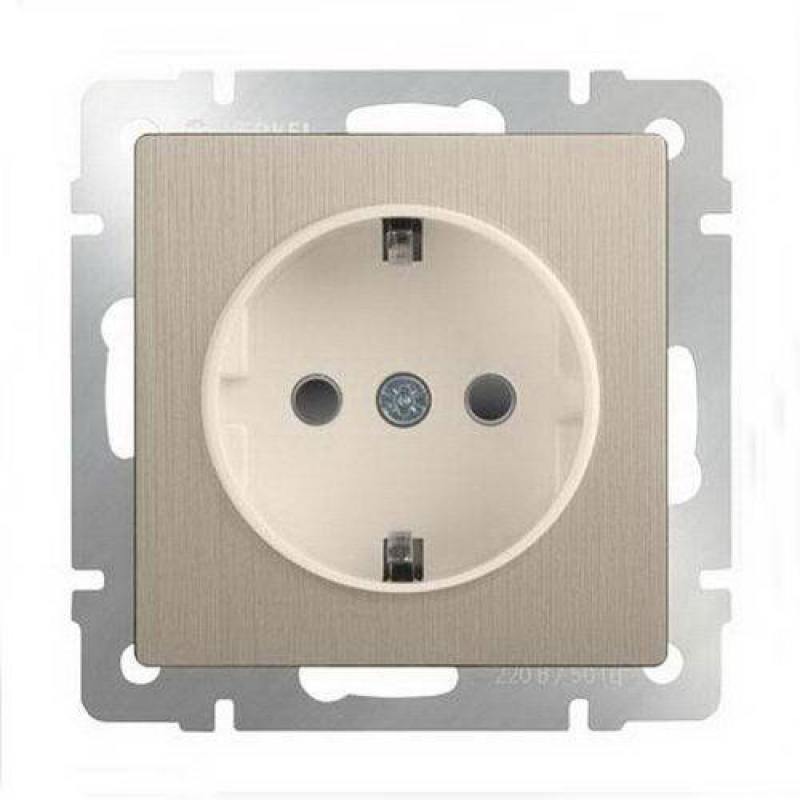 

Розетка с заземлением шампань рифленая WL10-SKG-01-IP20 4690389085246