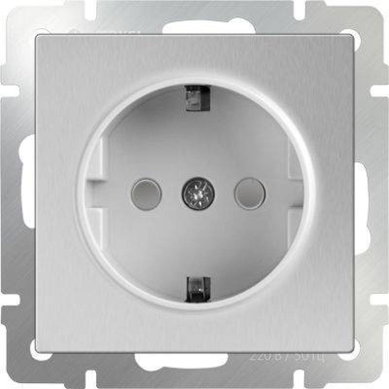 

Розетка с заземлением и шторками серебряный WL06-SKGS-01-IP44 4690389053900