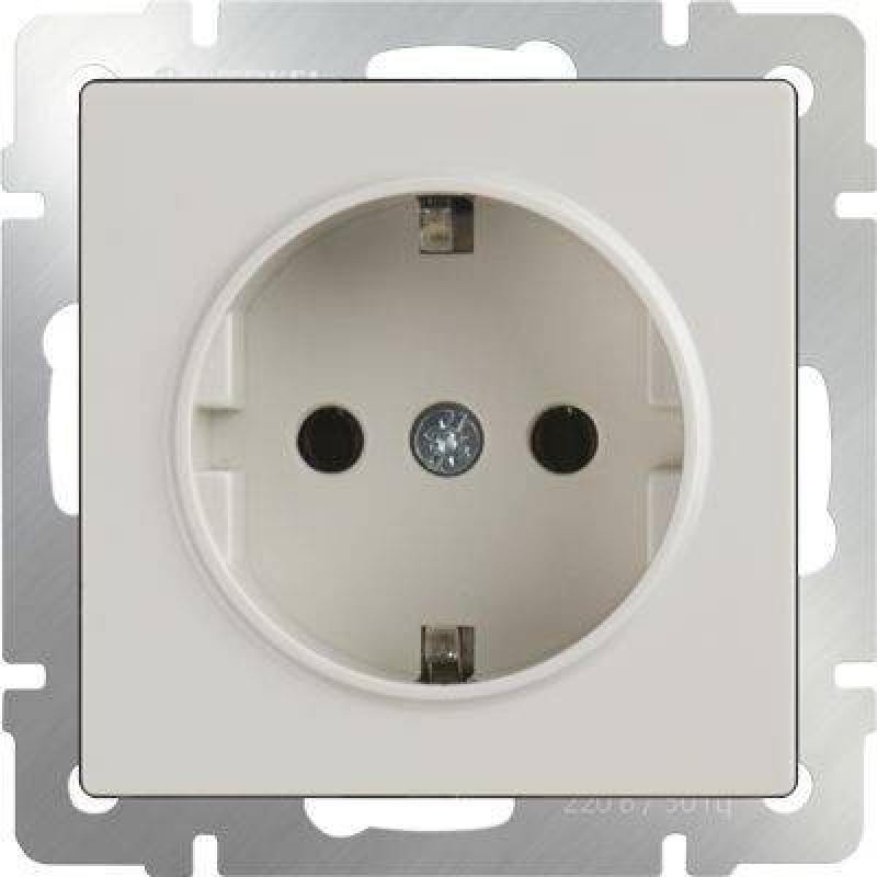 

Розетка с заземлением слоновая кость WL03-SKG-01-IP20-ivory 4690389046223