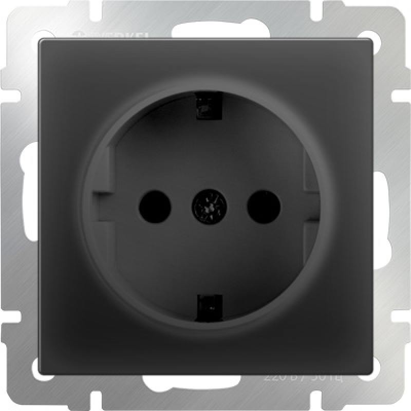 

Розетка с заземлением черный матовый WL08-SKG-01-IP20 4690389054211