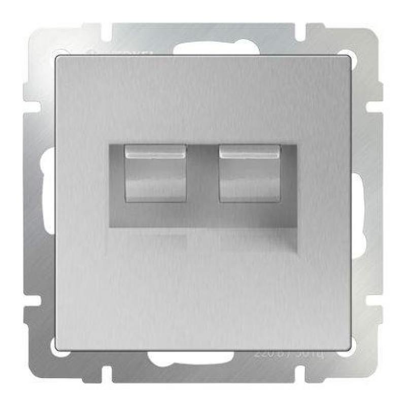 

Розетка телефонная RJ-11 и Ethernet RJ-45 серебряный WL06-RJ11+RJ45 4690389053948