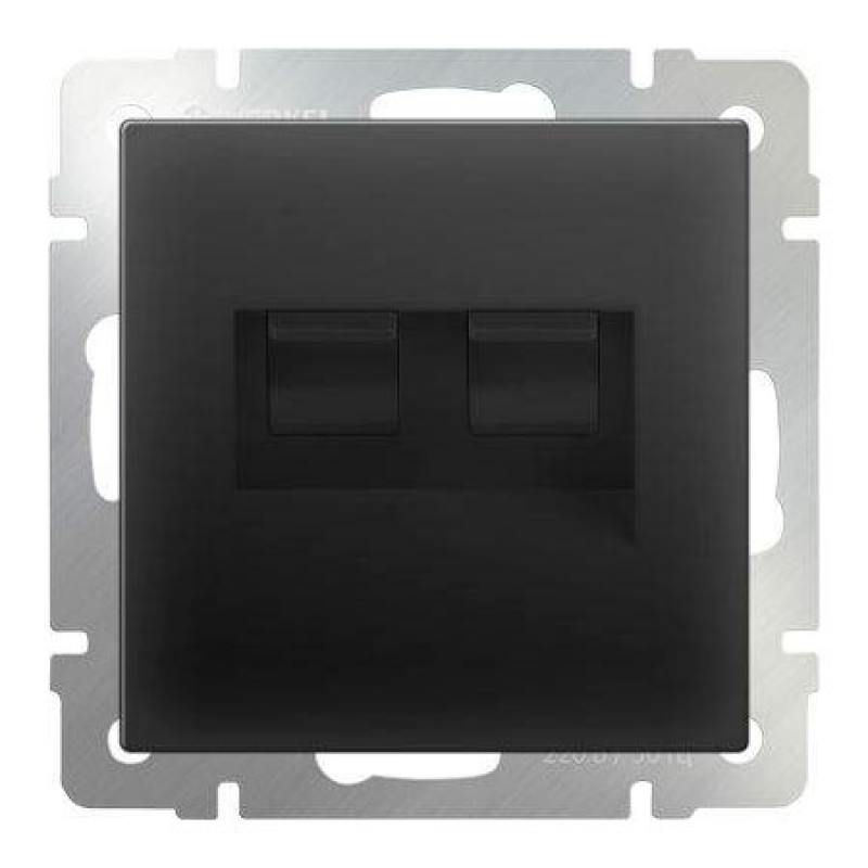 

Розетка телефонная RJ-11 и Ethernet RJ-45 черный матовый WL08-RJ11+RJ45 4690389054266