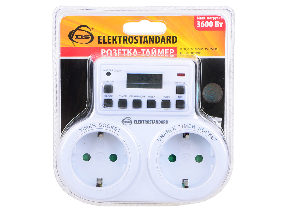 

Розетка-таймер Elektrostandard TMH-E-5 16A x2 IP20 Белый 4690389032424