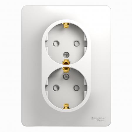 

Розетка SCHNEIDER ELECTRIC 275145 Glossa 2-м сп с заземл. защ. шторки бел.