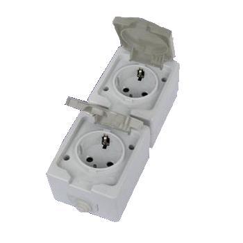 

Розетка TDM SQ1803-0009 двойная 2П+3 вертикальная открытой установки IP54 16А вуокса