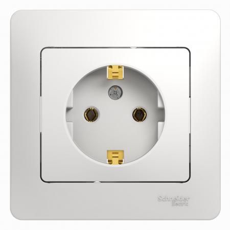 

Розетка SCHNEIDER ELECTRIC 275152 Glossa 1-м сп с заземл. бел. gsl000142