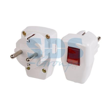 

Вилка угловая с/з с кнопкой белая 16А PROCONNECT