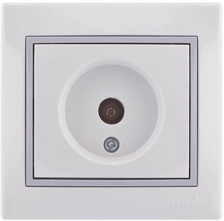 

Розетка LEZARD 701-0215-130 серия скр.проводки Мира ТВ оконечная белый с серой вставкой