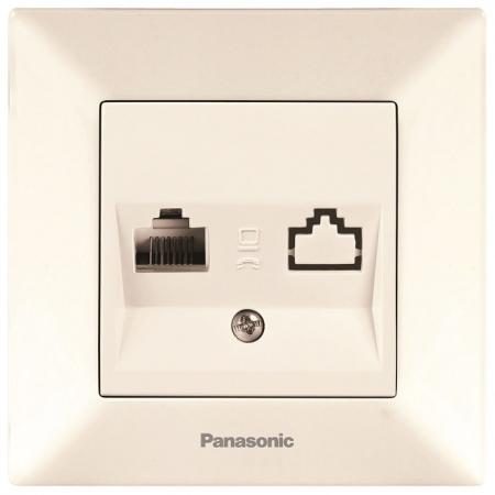 

Розетка PANASONIC WMTC0404-2BG-RES Arkedia компьютерная RJ45, категория 5е, крем