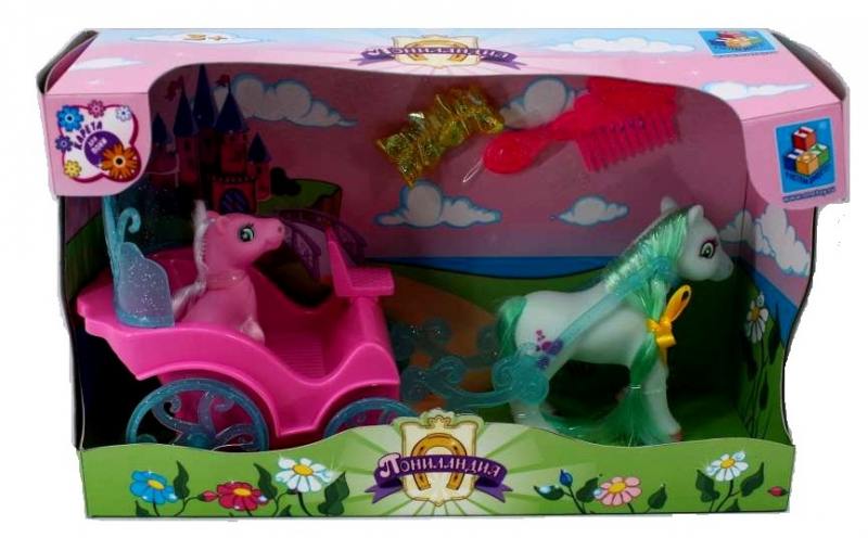 

Набор фигурок 1Toy "Пониландия" - 2 пони с каретой Т56371