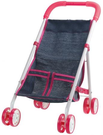 

1toy коляска прогулочная для куклы "Красотка-Джинс",метал.рама,собр.40*25*43см,пакет 67*32*8см