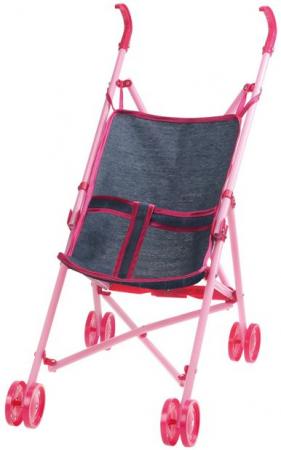 

1toy коляска-трость для куклы "Красотка-Джинс",пласт.рама,собр.47*25*50см,68*16*8см пакет