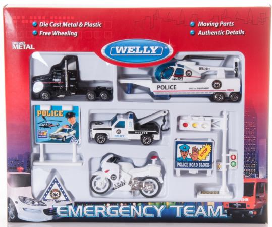 

Игровой набор Welly Служба спасения - полиция 9 шт разноцветный 98630-9A