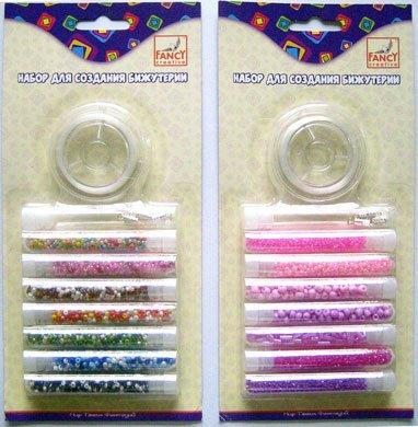 

Набор д/бижутерии БИСЕР-1, стекляный в тубах, 7х 5г, леска 20м, 3 замка, 2 диз. асс. (роз., р/цв.),