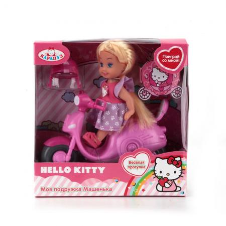 

КУКЛА "КАРАПУЗ" HELLO KITTY. МАШЕНЬКА 12СМ, ТВЕРДОЕ ТЕЛО, НА СКУТЕРЕ В РУСС. КОР. в кор.2*48шт