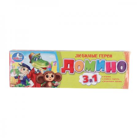 

ДОМИНО ПЛАСТМАССОВОЕ "УМКА" ЧЕБУРАШКА 3-В-1 В КОР. в кор.100шт
