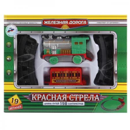 

ЖЕЛЕЗНАЯ ДОРОГА "ИГРАЕМ ВМЕСТЕ" "КРАСНАЯ СТРЕЛА" НА БАТ. СВЕТ+ЗВУК В КОР. 26*20*5СМ в кор.2*30шт