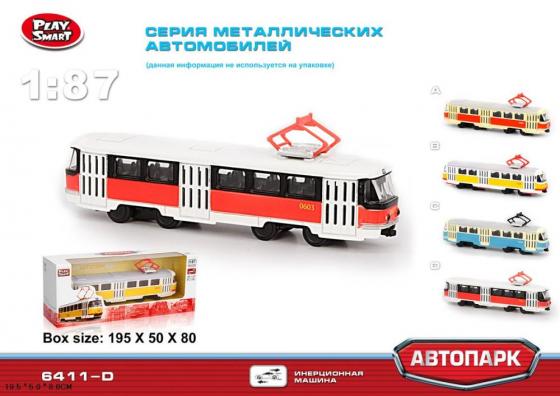 

ТРАМВАЙ МЕТАЛЛ. ИНЕРЦ. 6411/6411D В РУСС. КОР. 19,5*5*8СМ в кор.4*24шт