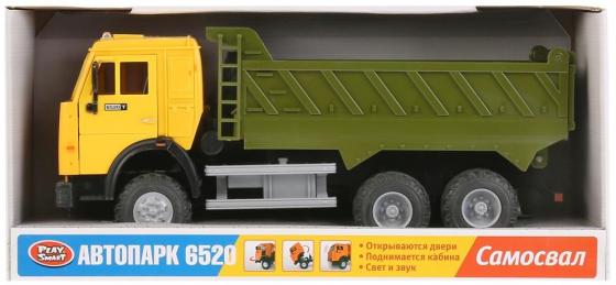 

САМОСВАЛ НА БАТ. СВЕТ+ЗВУК, ОТКРЫВ. ДВЕРИ 9099B В РУСС. КОР. 24*8СМ в кор.2*12шт A532-H36002