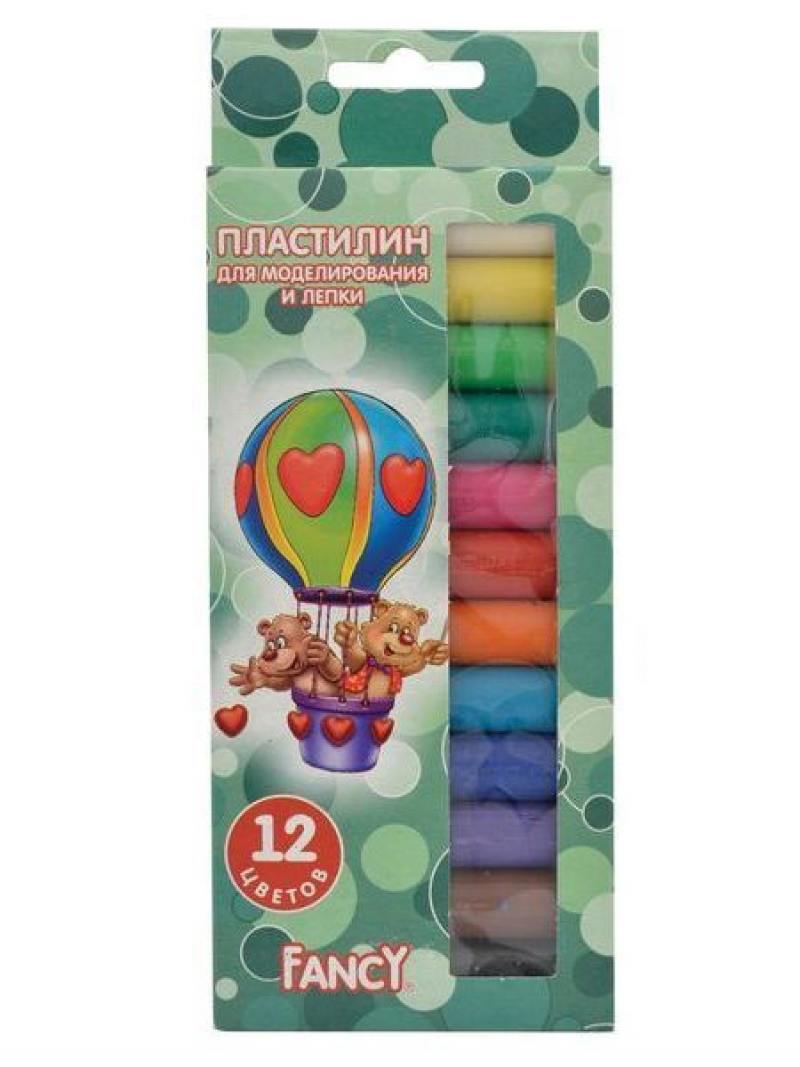 

Пластилин FANCY, 12 цв, 170 гр, карт. уп. с европодвесом, 2 дизайна