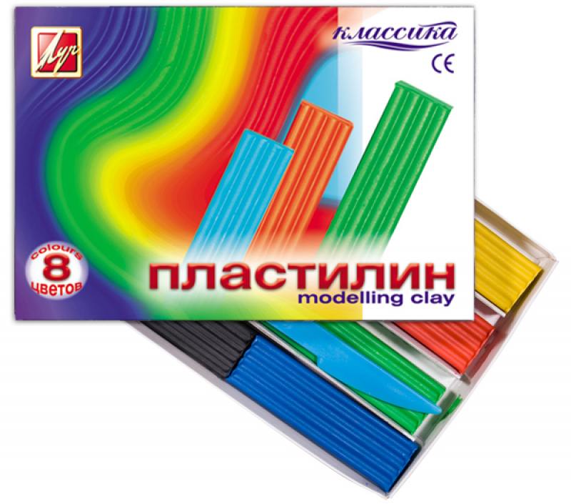 

Пластилин КЛАССИКА, со стеком, 8 цв., карт уп.