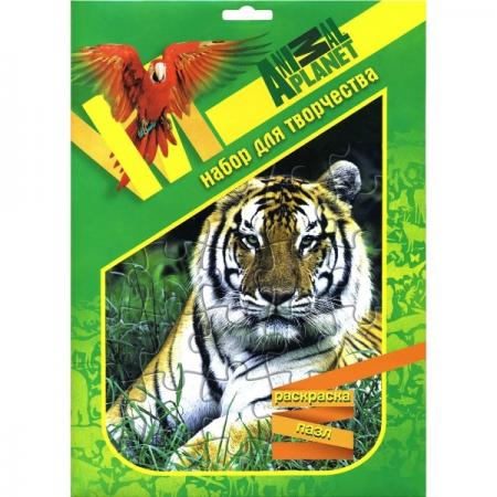 

Набор д/творчества ACTION! ANIMAL PLANET, Раскраска Пазл ТИГР, 20*26см, коробка с е/п