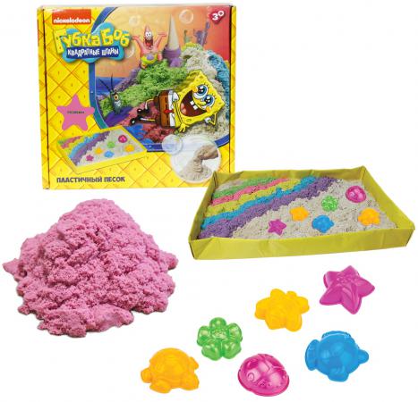 

1toy Губка Боб, космический песок, розовый, 1 кг, набор песочница и формочки Т58200