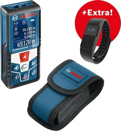 

Лазерный дальномер BOSCH GLM 50 C + фитнес-браслет (0.615.994.0LS) 0,05-50,00м +/- 1,5 мм
