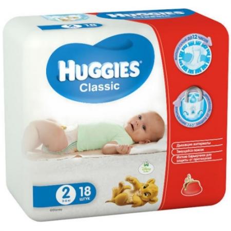

HUGGIES Подгузники CLASSIC Размер 2 3-6кг 18шт