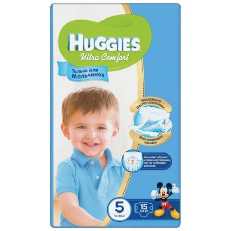 

HUGGIES Подгузники Ultra Comfort Размер 5 12-22кг 15шт для мальчиков