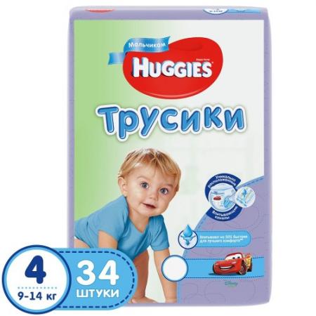 

HUGGIES Подгузники-трусики Джинс размер 4 9-14кг 34шт для мальчиков