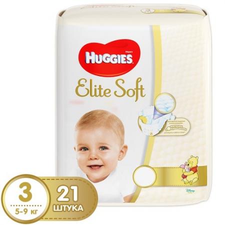 

HUGGIES Подгузники Элит Софт 3 5-9кг 21шт