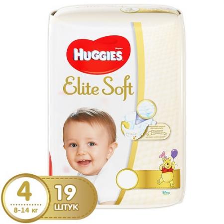 

HUGGIES Подгузники Элит Софт 4 8-14кг 19шт