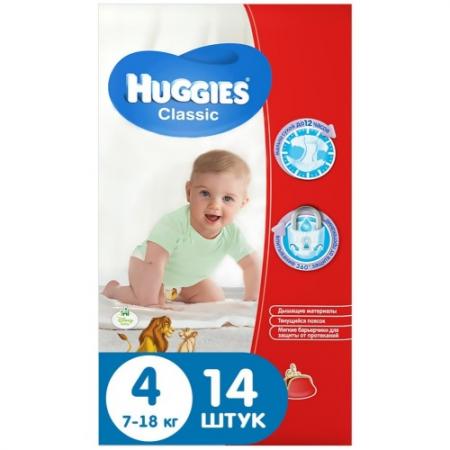 

HUGGIES Подгузники CLASSIC Размер 4 7-18кг 14шт