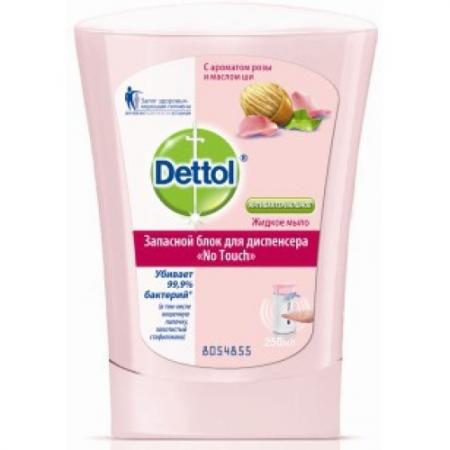 

DETTOL Антибакт.жидк. мыло для рук с ароматом Розы и маслом ши запасной блок для диспенсера No Touch