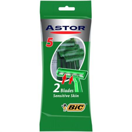

BIC Бритвенный станок с 2 лезвиями Astor Twin для чувствительной кожи блистер 5 штук