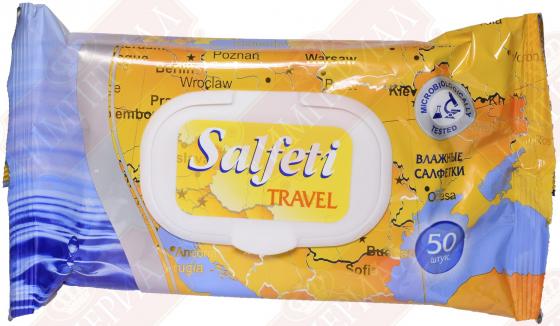 

Салфетки влажные Salfeti Travel 50 шт не содержит спирта гипоаллергенные