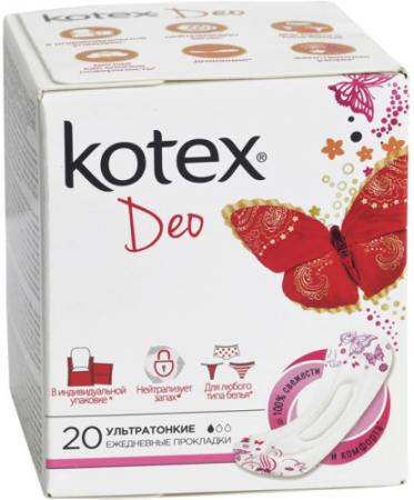 

Kotex Прокладки ежедневные Ультратонкие Део 20шт